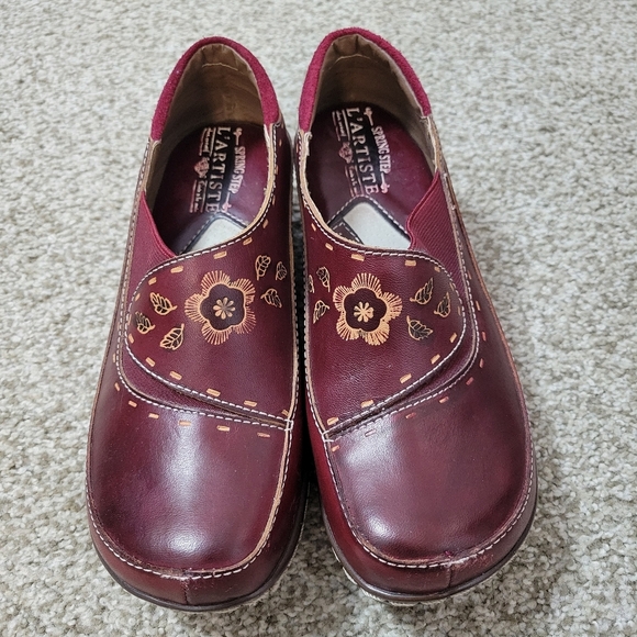 L’Artiste Spring Step Burbank-PR Leather Clog Women’s Size 36(US 5.5-6) Burgundy - Picture 1 of 11